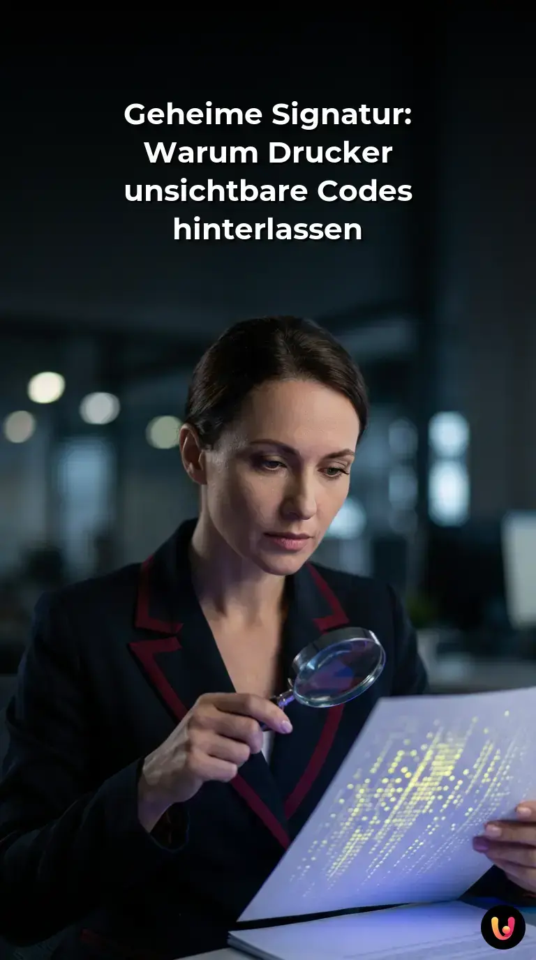 Nahaufnahme eines bedruckten Papiers mit mikroskopisch kleinen, gelben Tracking-Punkten.