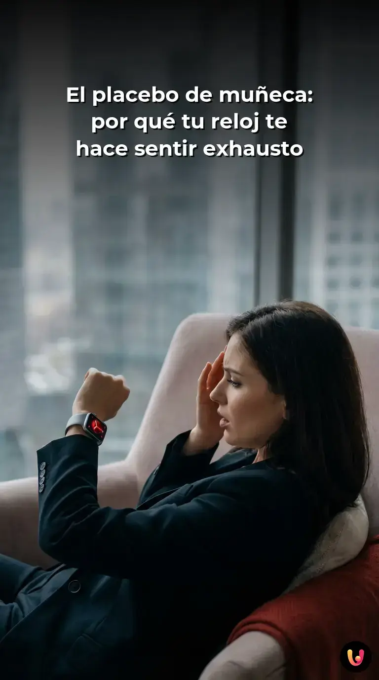 Persona mirando la pantalla de su reloj inteligente que muestra un bajo porcentaje de recuperaci&oacute;n.