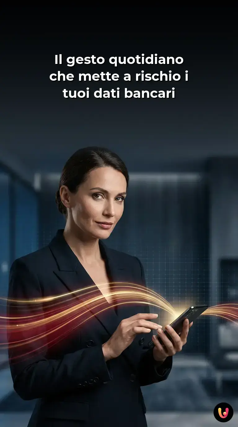 Persona che utilizza lo smartphone per copiare dati bancari sensibili.