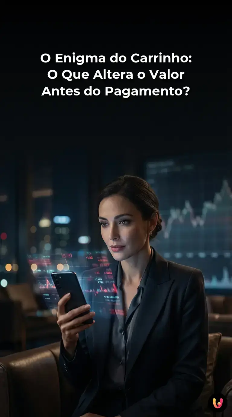 Tela de smartphone com carrinho de compras e pre&ccedil;os mudando dinamicamente.