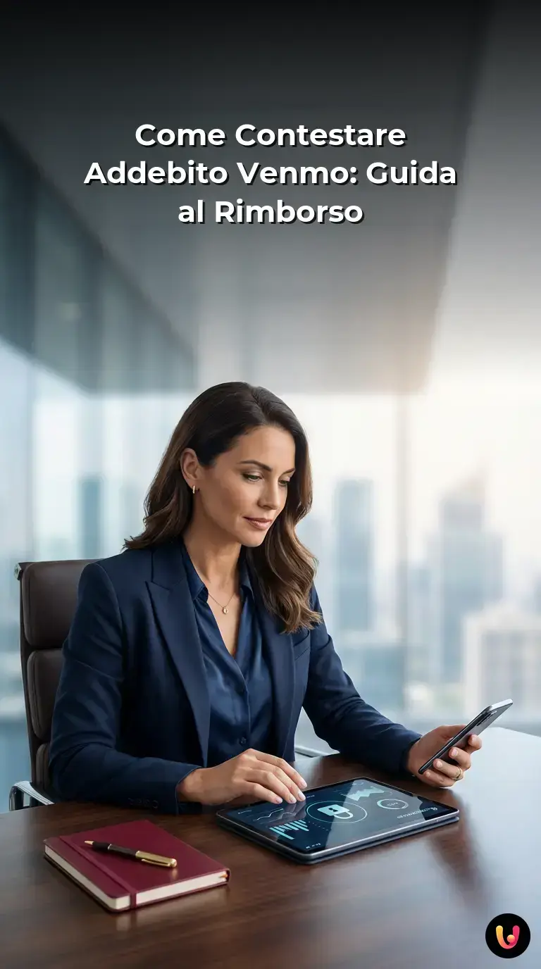 Persona che utilizza l'app Venmo su smartphone per contestare una transazione non autorizzata.