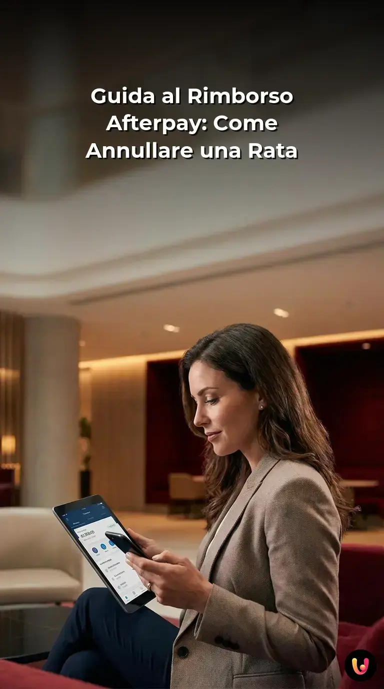 Persona che gestisce un rimborso sull'applicazione mobile di Afterpay tramite smartphone.