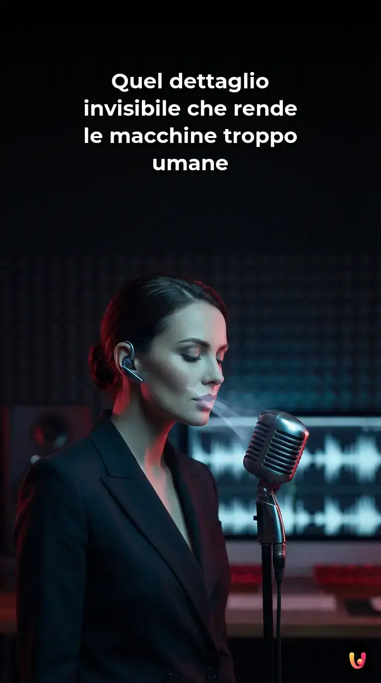 Microfono circondato da onde sonore digitali e particelle luminose che simulano il respiro.