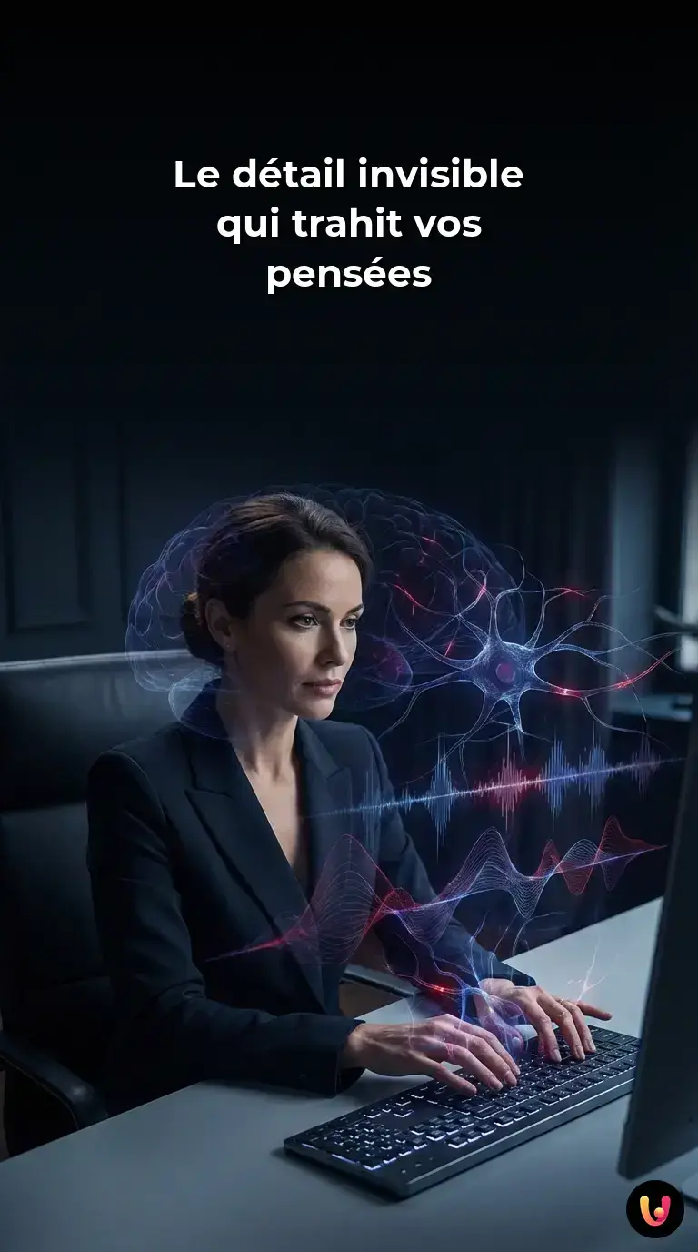 Mains tapant sur un clavier avec des graphiques de données biométriques superposés.