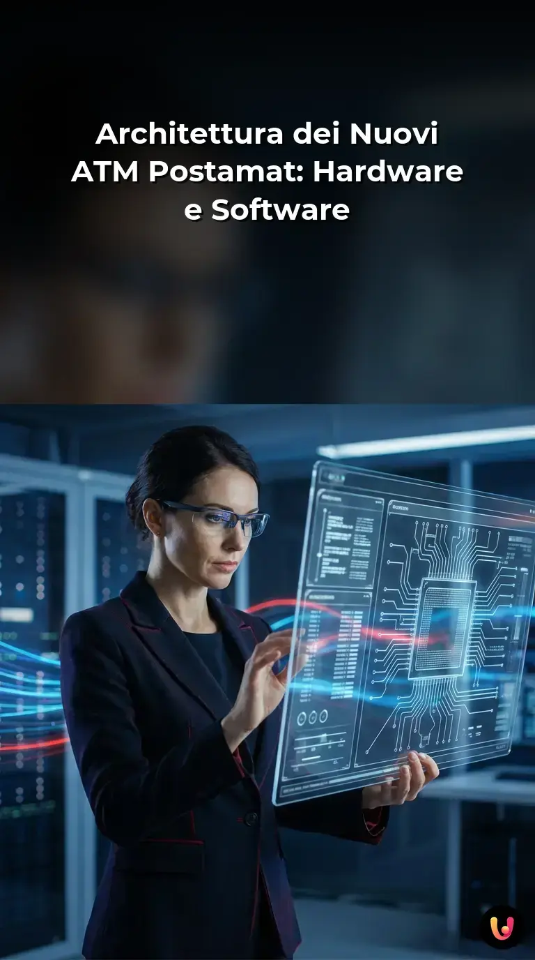 Dettaglio dei componenti hardware e dell'interfaccia di un moderno ATM Postamat.