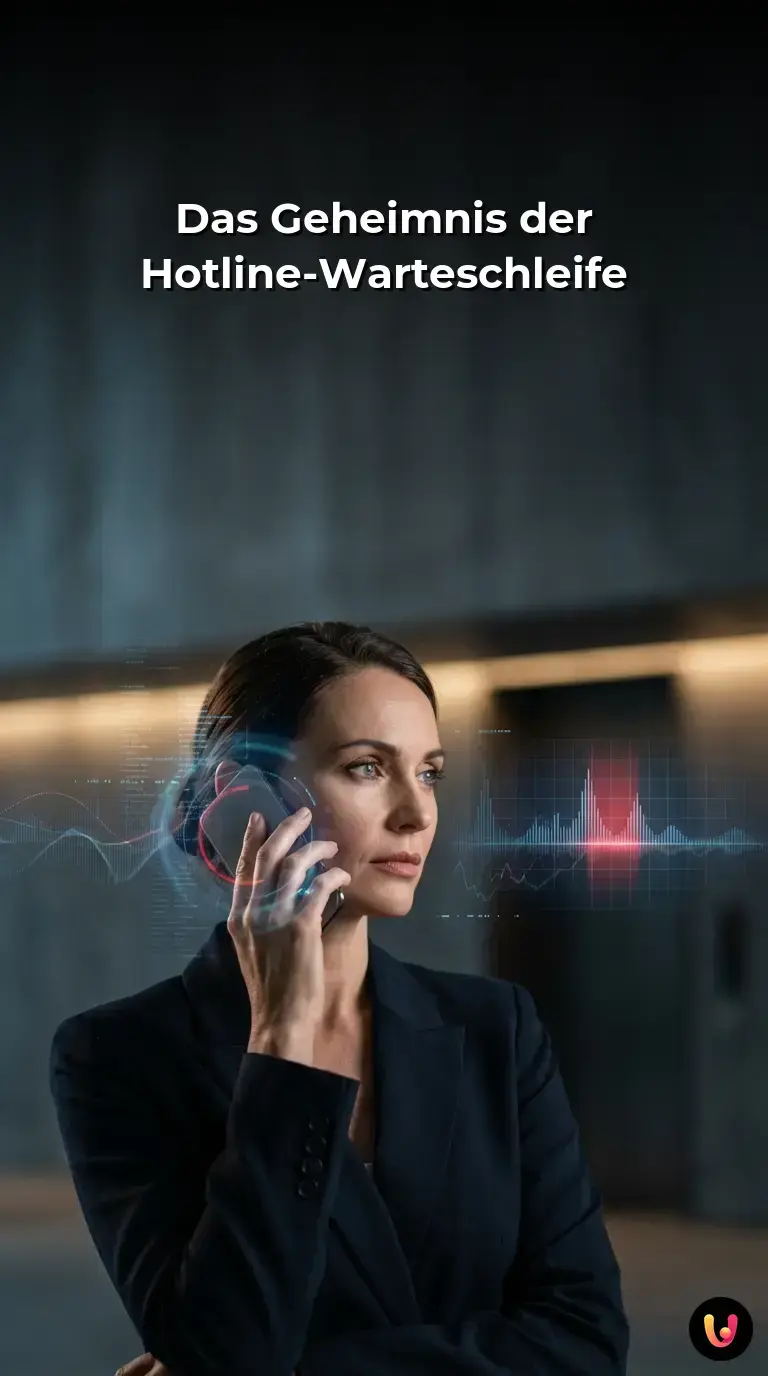 Abstrakte Schallwellen symbolisieren die KI-gest&uuml;tzte Sprachanalyse bei einem Telefonanruf.