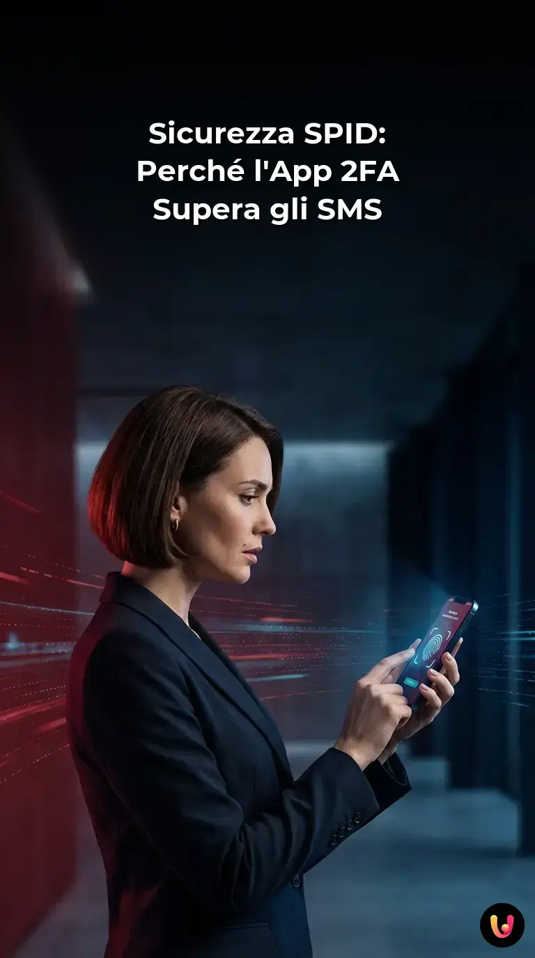 Smartphone che mostra un'app di autenticazione a due fattori per l'accesso sicuro allo SPID.