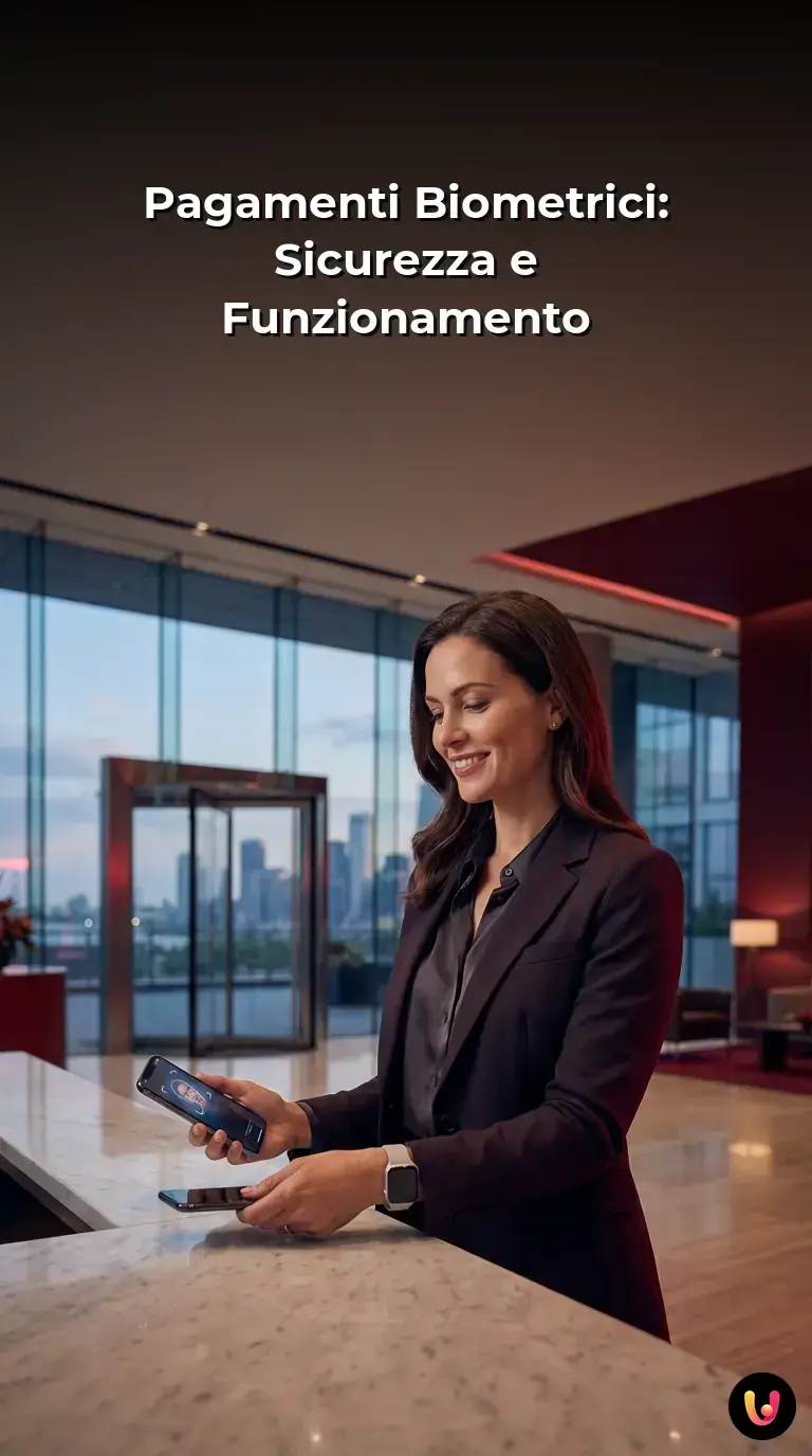 Utente che autorizza un pagamento bancario tramite il riconoscimento facciale sullo smartphone.