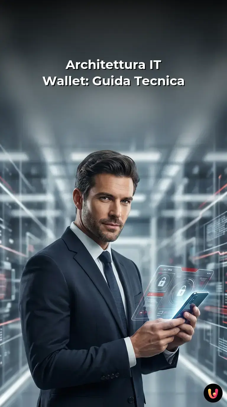 Sviluppatore analizza l'architettura decentralizzata dell'IT Wallet su schermi digitali.
