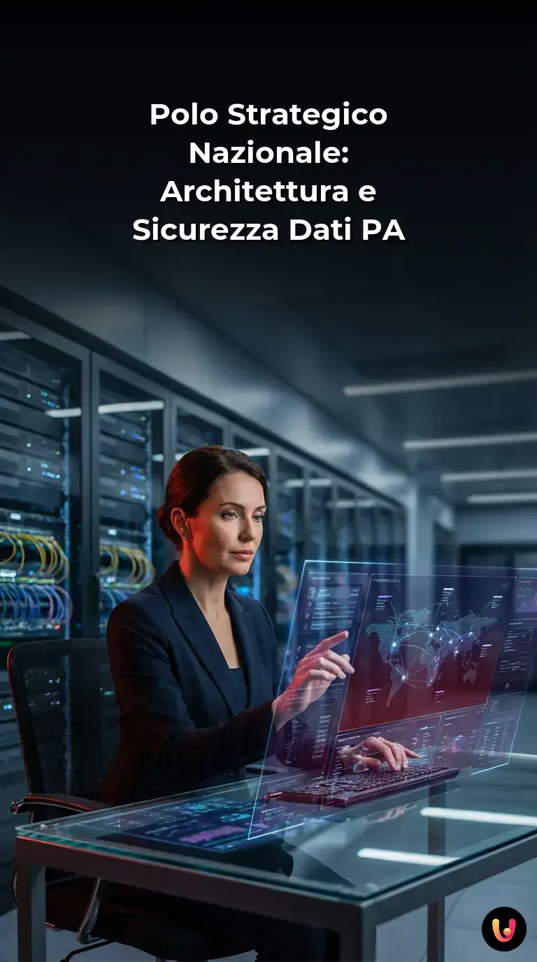 Server di un data center ad alta sicurezza del Polo Strategico Nazionale italiano.
