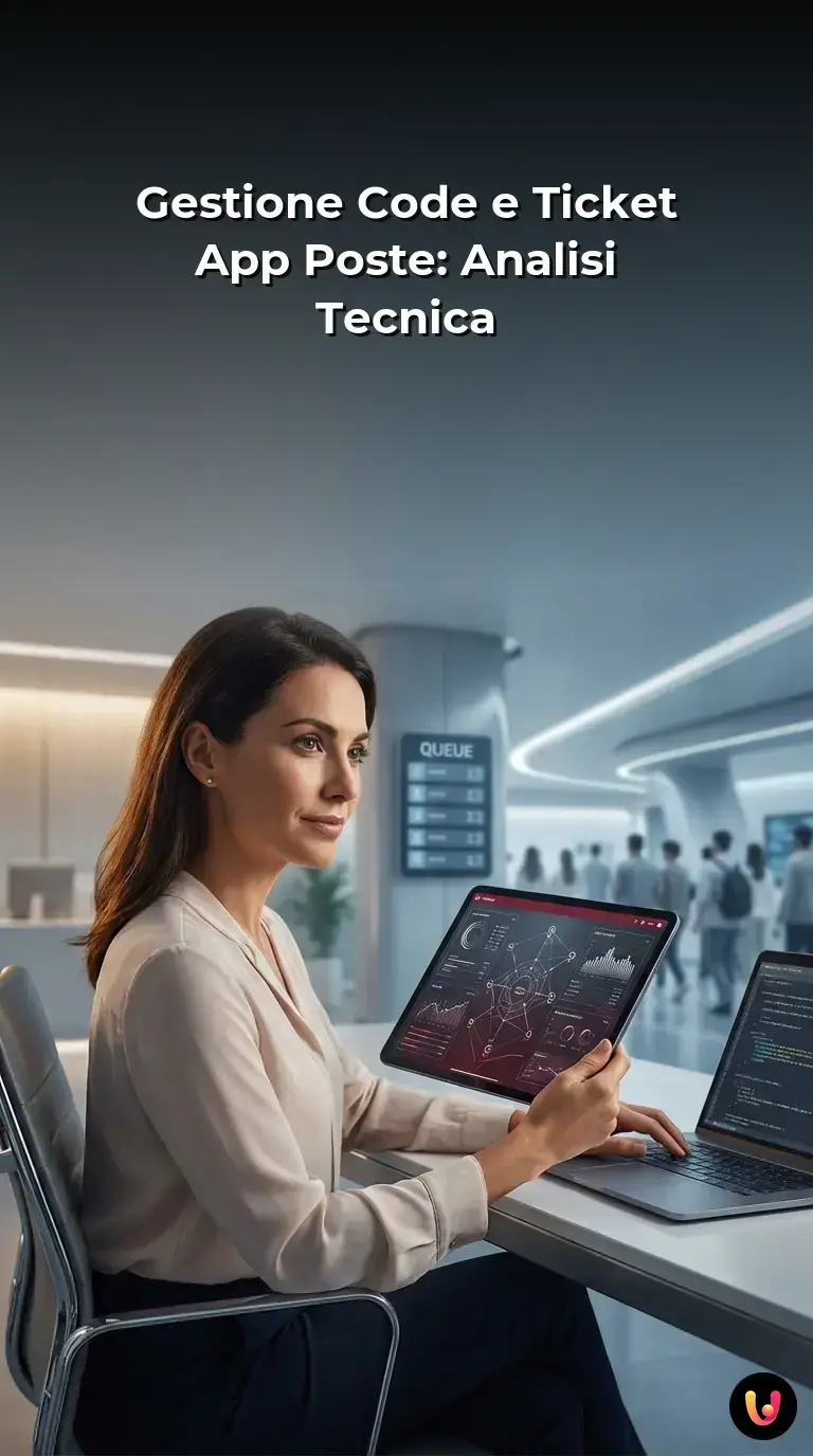 Schema tecnico del sistema di gestione code e ticket digitali tramite l'app di Poste Italiane.