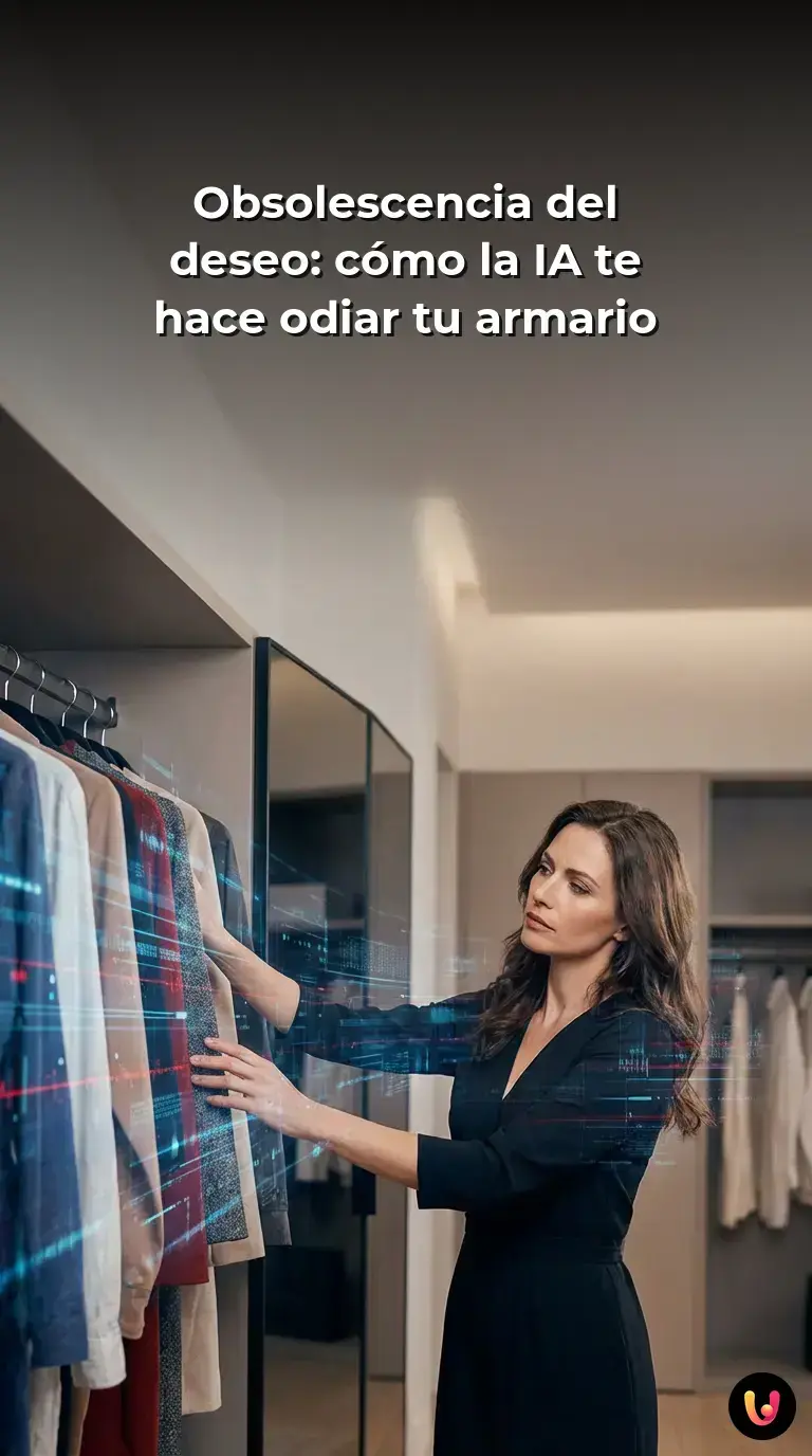 Persona frustrada frente a un armario lleno de prendas de vestir.