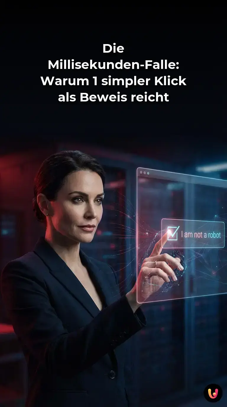 Ein Mauszeiger klickt auf die bekannte Ich-bin-kein-Roboter-Checkbox auf einem Bildschirm.