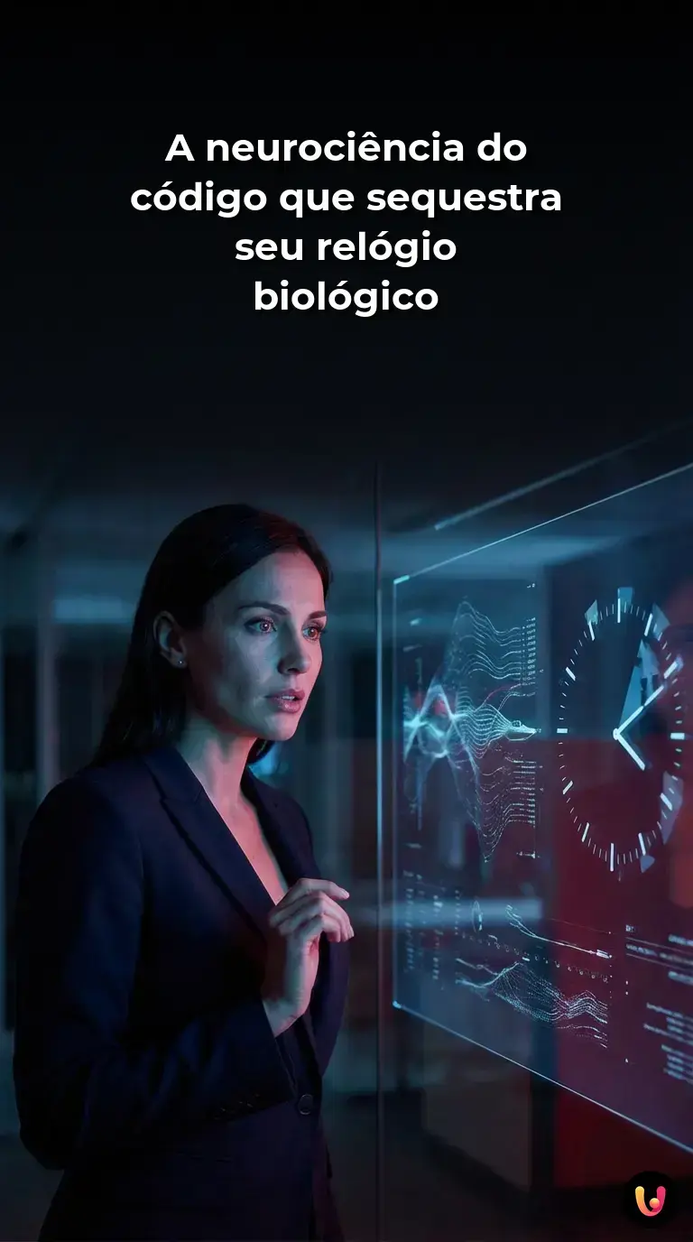 Pessoa observando tela brilhante com engrenagens de relógio se desfazendo