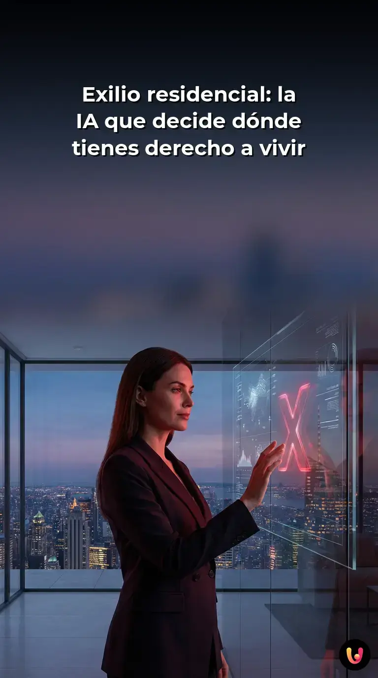 Pantalla mostrando una solicitud de alquiler denegada por un sistema de inteligencia artificial.