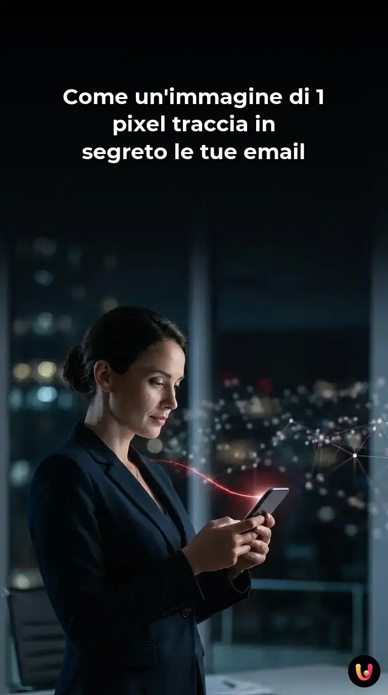 Dettaglio di uno schermo con un messaggio di posta elettronica monitorato da un codice nascosto