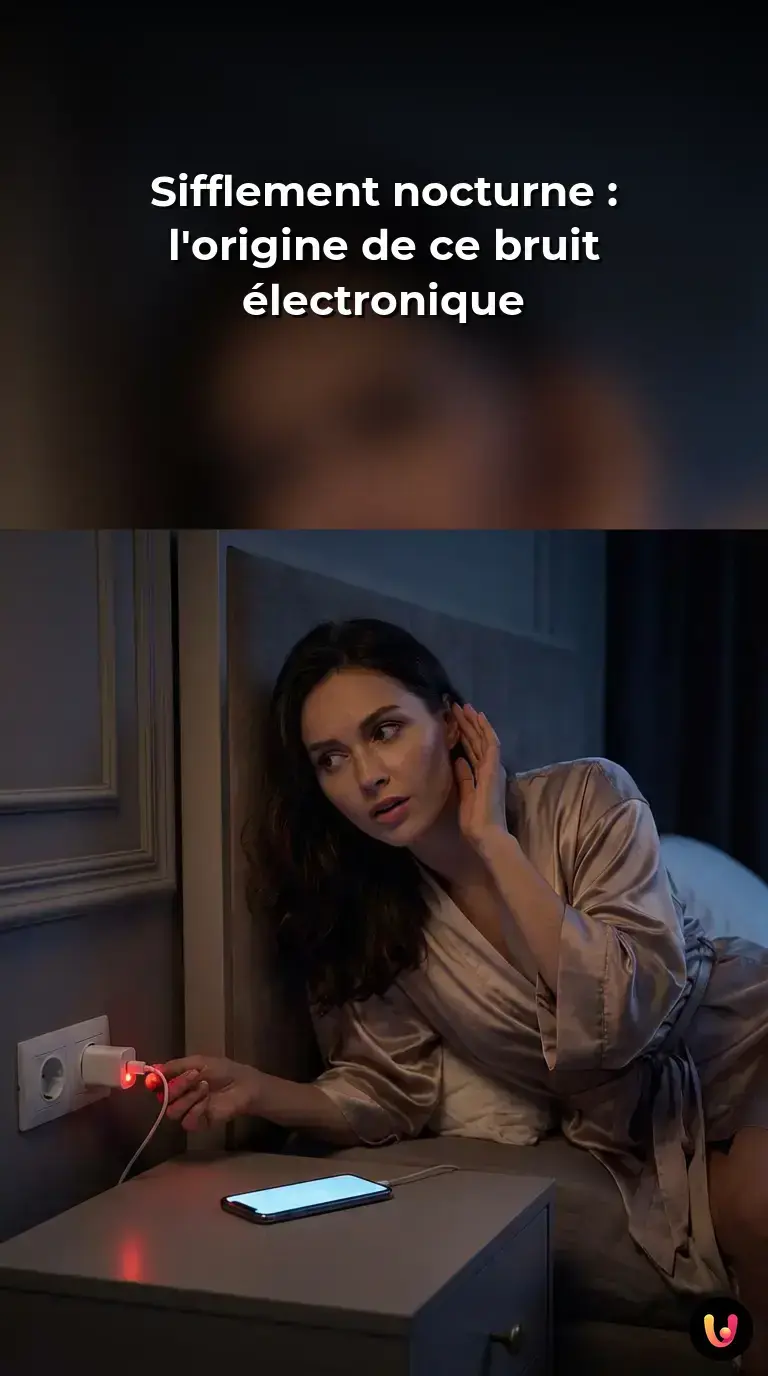 Un chargeur de smartphone branché sur une prise murale dans une chambre sombre.