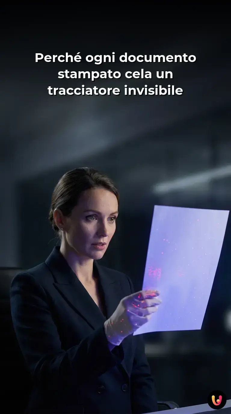 Dettaglio ravvicinato di un foglio di carta che rivela microscopici punti di tracciamento nascosti.