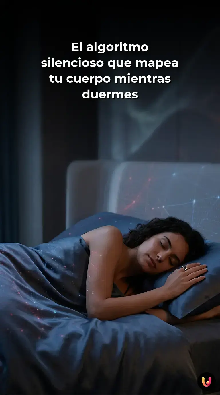 Persona durmiendo con un reloj inteligente que rastrea sus datos biom&eacute;tricos en la oscuridad.