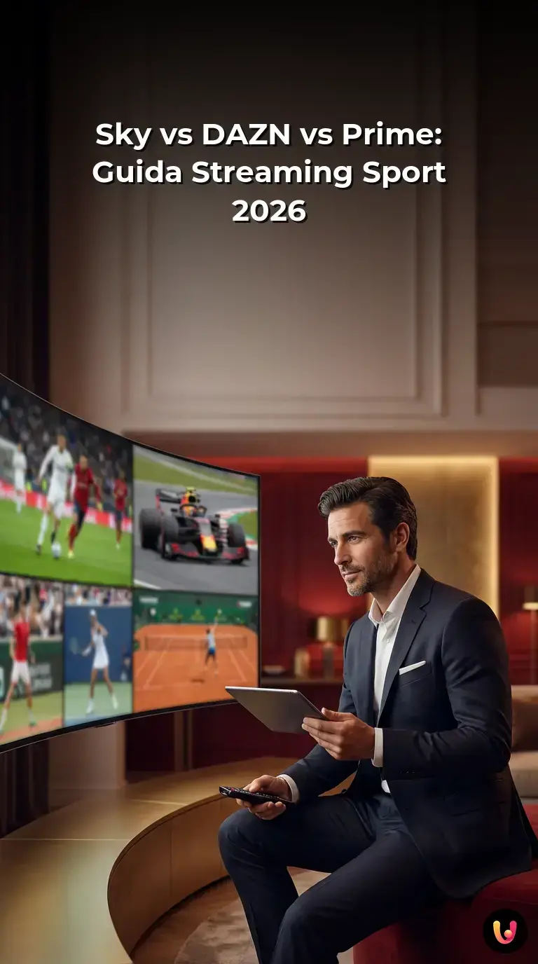 Confronto tra le interfacce delle piattaforme di streaming sportivo Sky, DAZN e Prime Video.