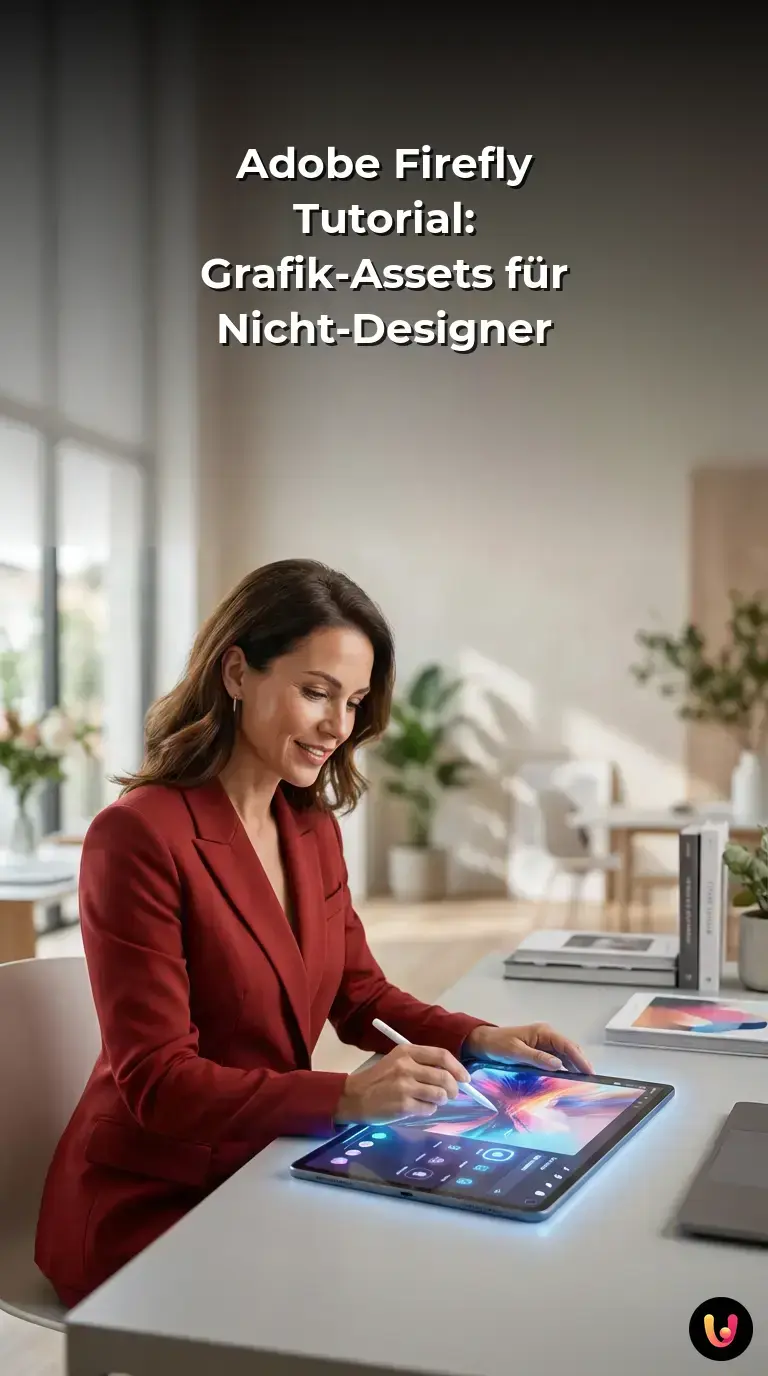 Zusammenfassende Infografik des Adobe Firefly Tutorials f&uuml;r Nicht-Designer.