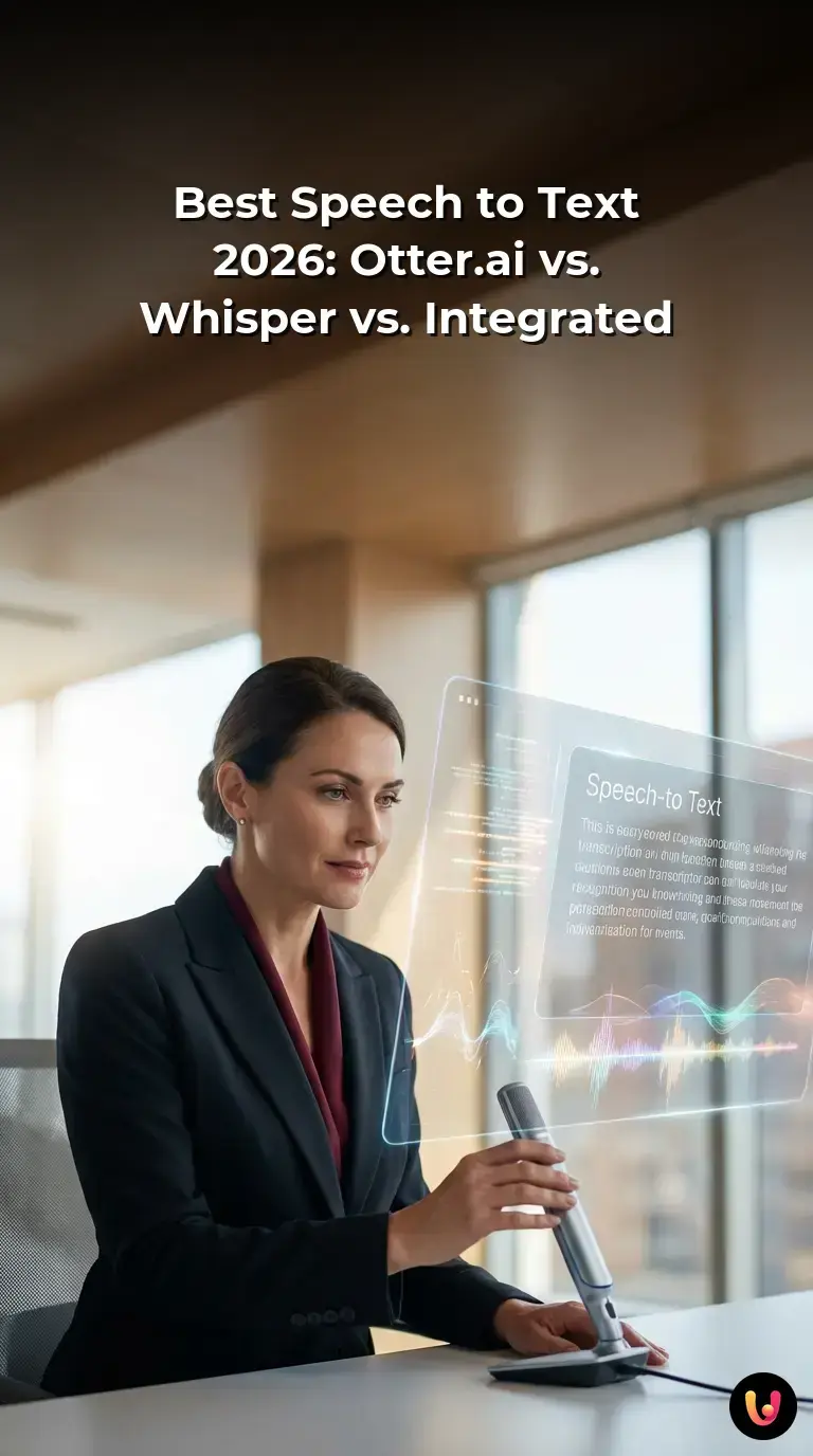 Comparison chart of Otter.ai, Whisper, and integrated speech to text software features for 2026.
