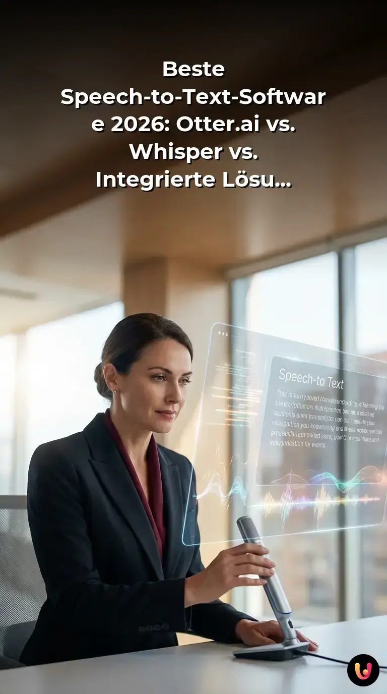 Eine Person analysiert digitale Audiowellen und KI-generierte Transkriptionen auf einem Monitor.