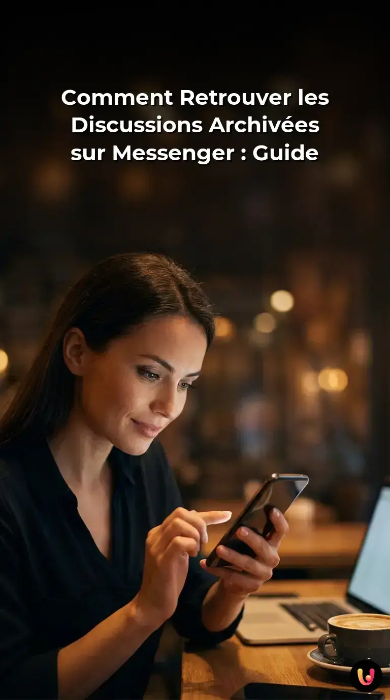 &Eacute;cran de smartphone affichant le menu pour retrouver les messages archiv&eacute;s sur Messenger.