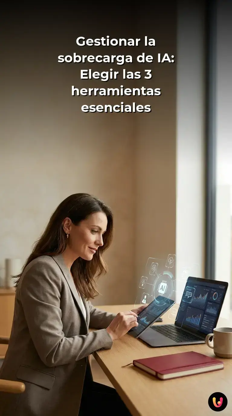 Esquema visual para elegir tres herramientas esenciales de inteligencia artificial.
