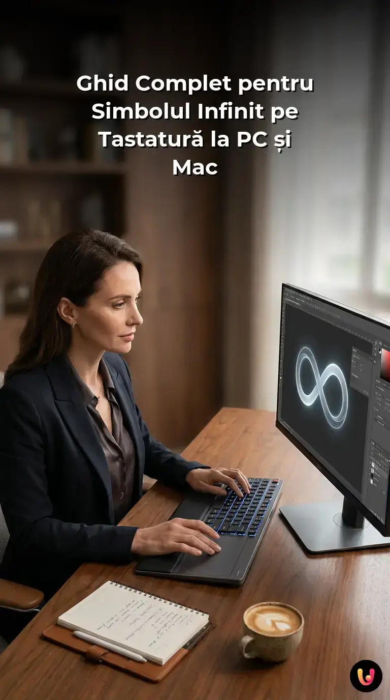 Tastatură de calculator afiș&acirc;nd scurtăturile pentru simbolul matematic al infinitului.