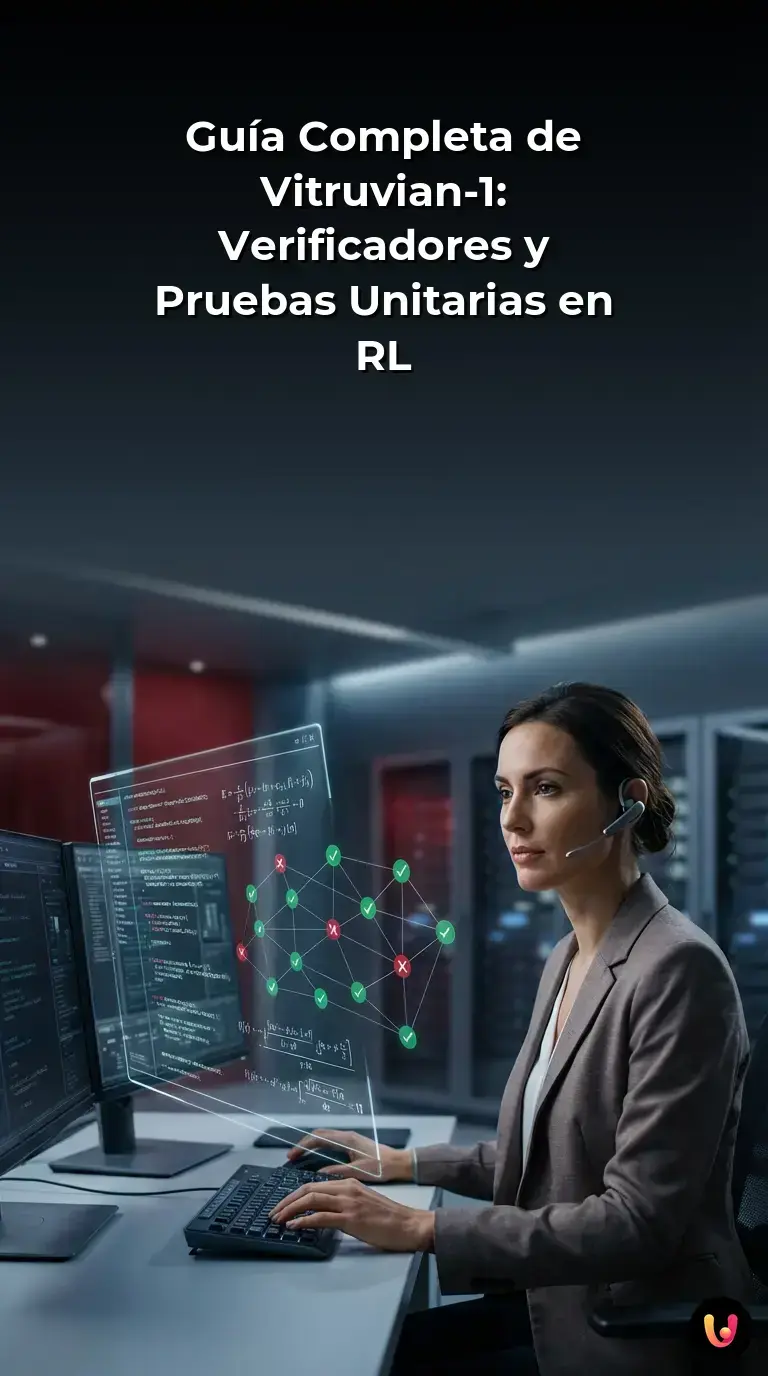 Esquema de Vitruvian-1 que detalla el uso de pruebas unitarias y verificadores en el sistema RL.