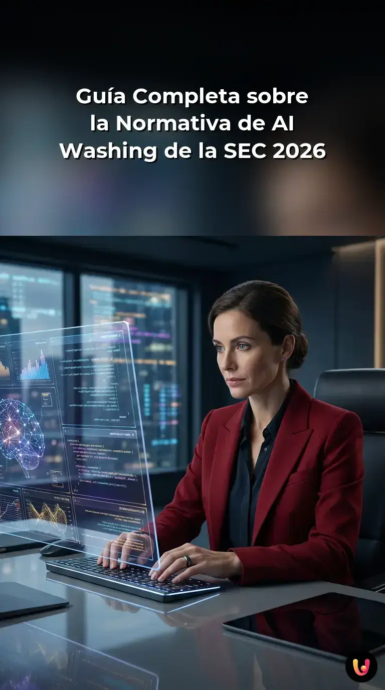 Resumen visual de la normativa SEC 2026 contra el fraude del AI washing.
