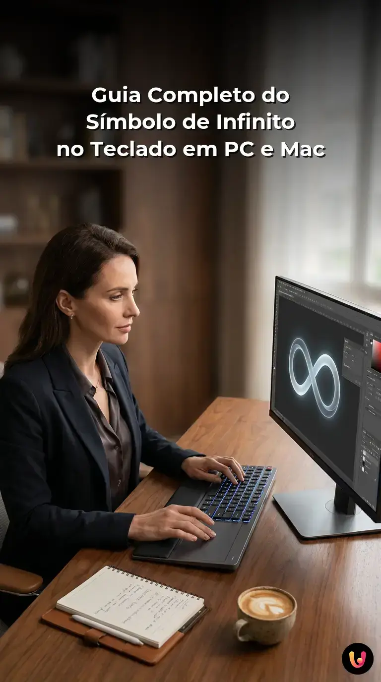 Guia visual com os atalhos de teclado para o s&iacute;mbolo de infinito em sistemas Windows e Mac.