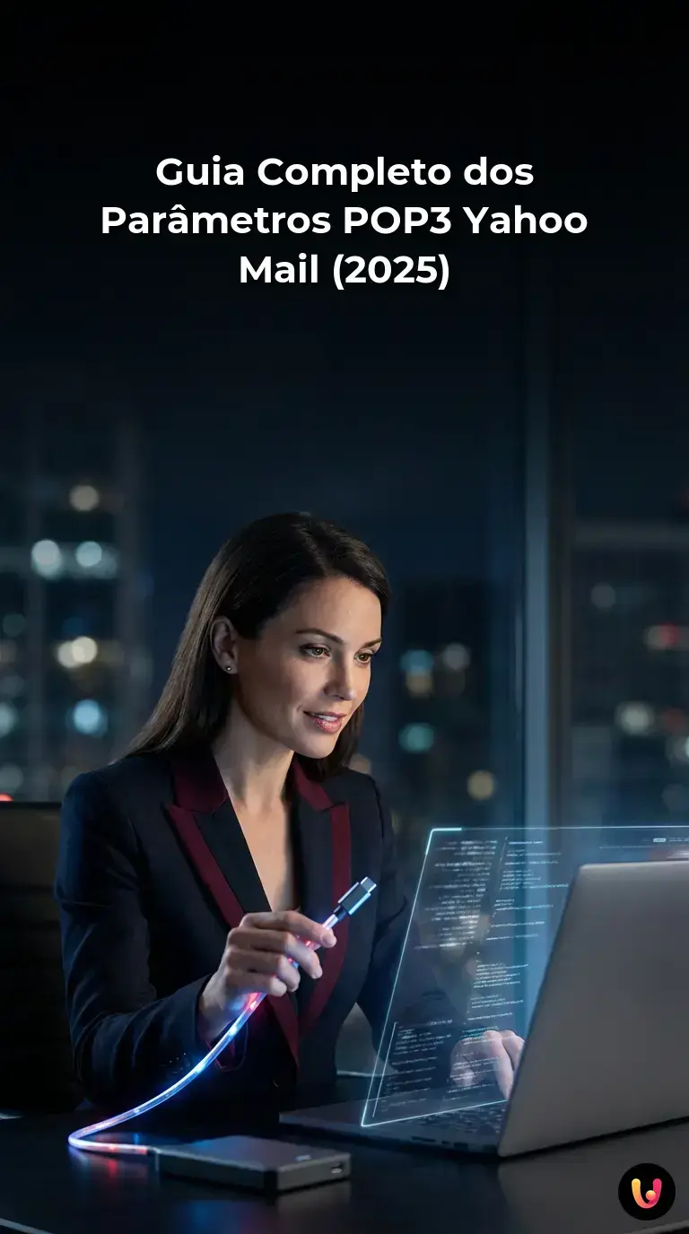 Gr&aacute;fico explicativo sobre a configura&ccedil;&atilde;o dos par&acirc;metros POP3 do Yahoo Mail para 2025.