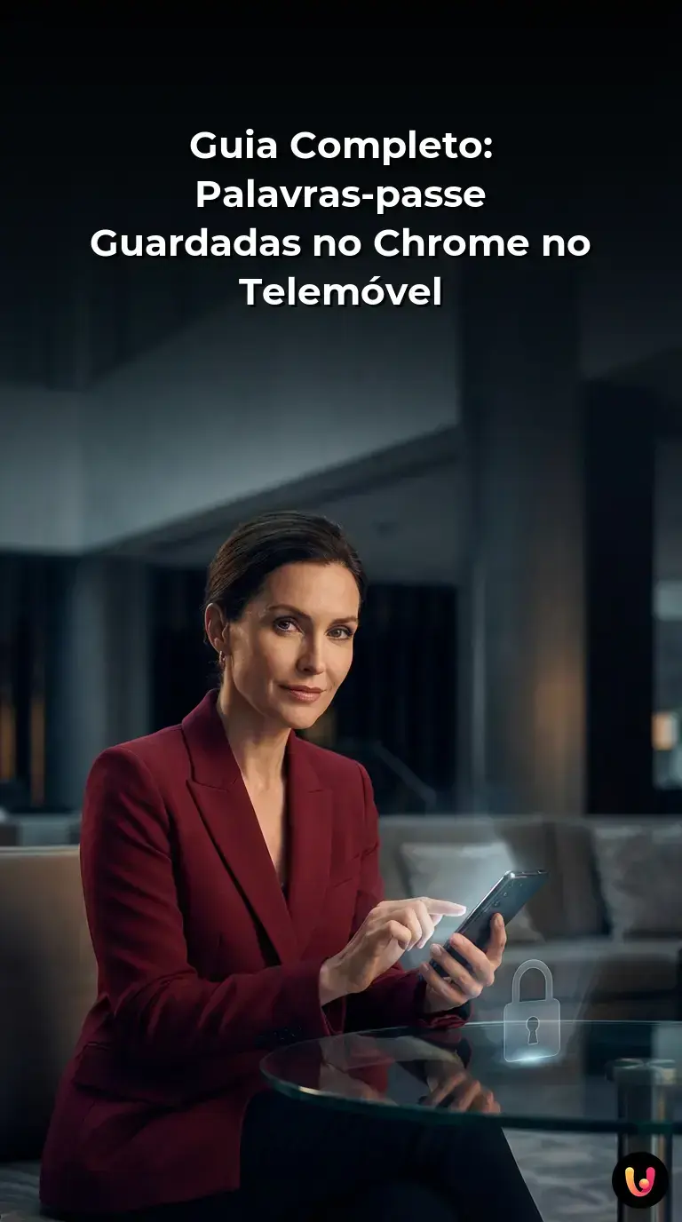 Passos detalhados para visualizar credenciais guardadas no Chrome através de um smartphone.