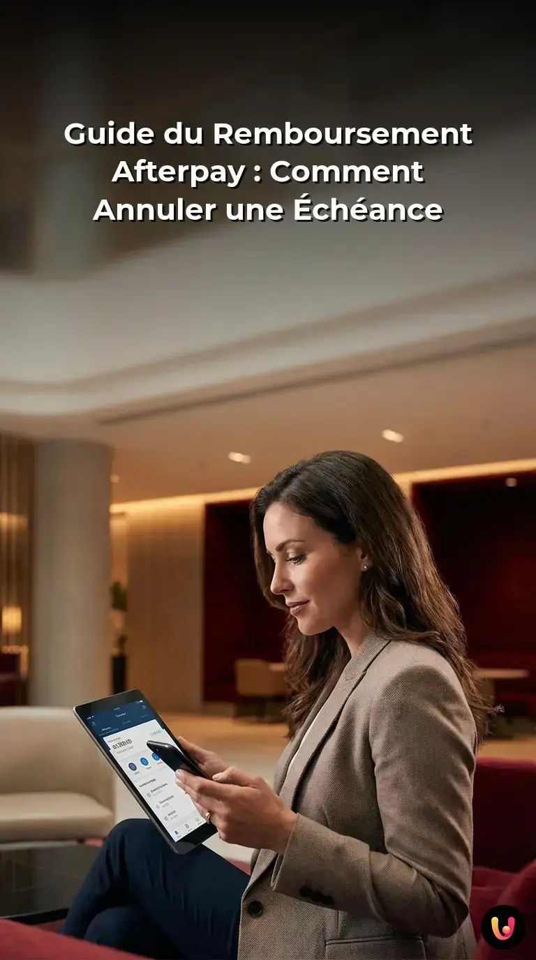 Infographie d&eacute;taillant les &eacute;tapes cl&eacute;s pour obtenir un remboursement avec Afterpay.