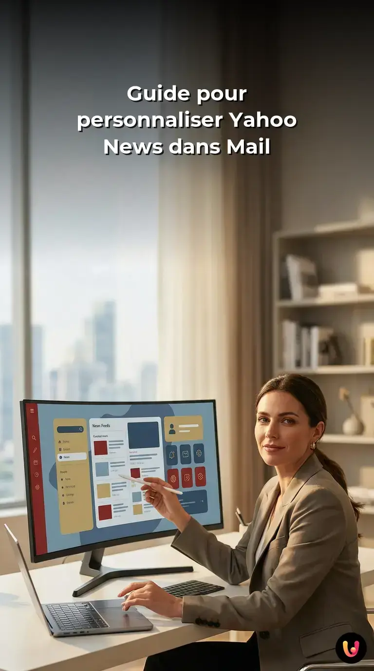 Interface du tableau de bord Yahoo Mail avec options de personnalisation des actualit&eacute;s.