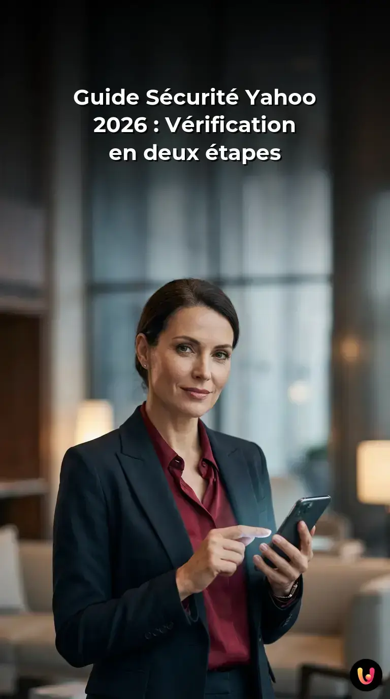 Infographie expliquant la v&eacute;rification en deux &eacute;tapes pour s&eacute;curiser un compte Yahoo en 2026.
