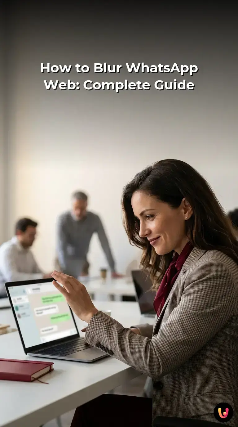 Blurred WhatsApp Web interface on a computer screen protecting private chats.