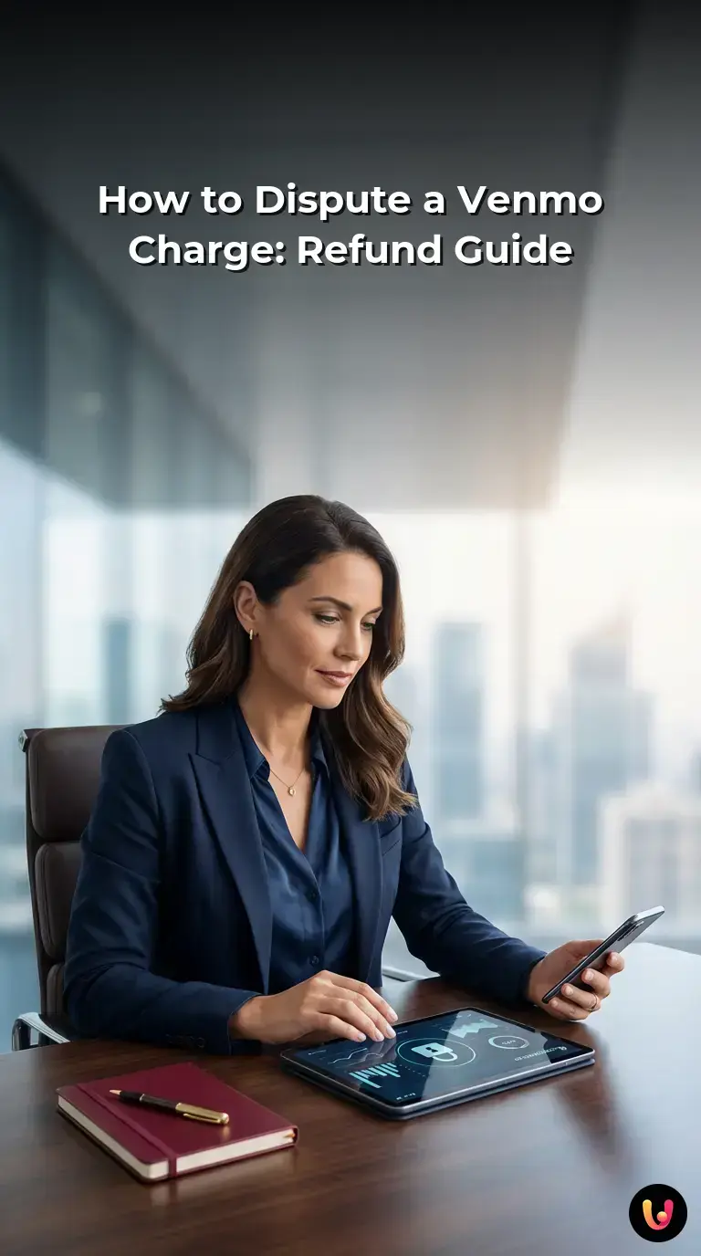 Visual guide detailing the step-by-step process to dispute an unauthorized Venmo transaction.