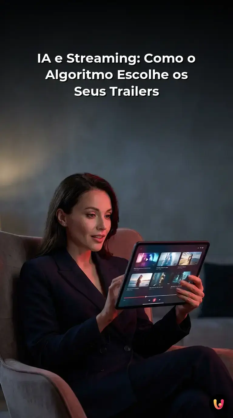 Ecr&atilde; digital com op&ccedil;&otilde;es de entretenimento sugeridas por intelig&ecirc;ncia artificial.