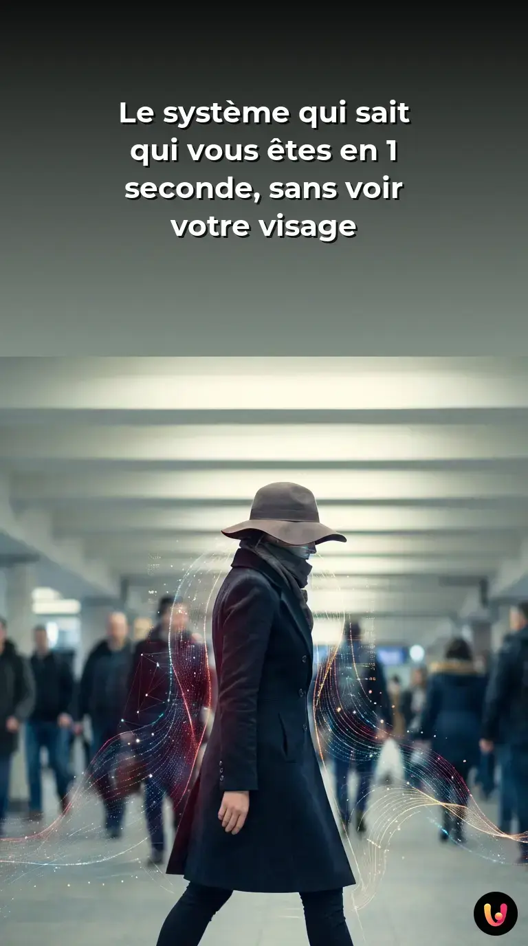 Une personne anonyme avec masque et casquette scann&eacute;e par un r&eacute;seau num&eacute;rique.