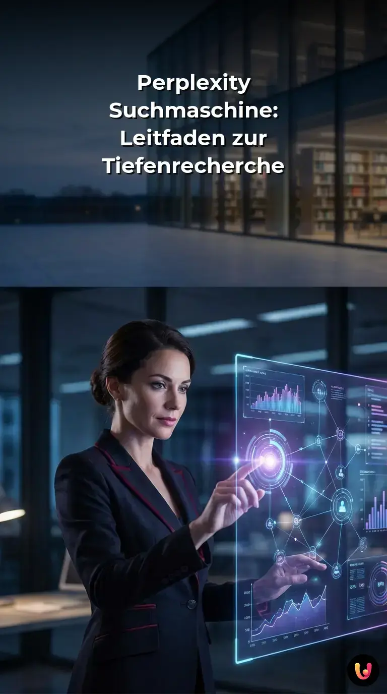 Grafische &Uuml;bersicht der Perplexity Suchmaschine und ihrer Funktionen zur Tiefenrecherche.