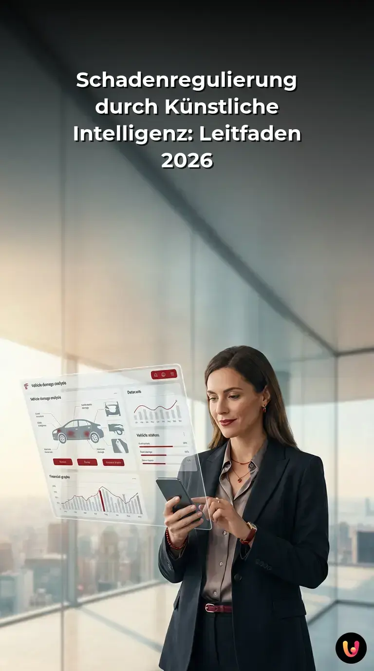 Visuelle Darstellung der KI-gest&uuml;tzten Schadenregulierung in der Versicherungsbranche 2026.