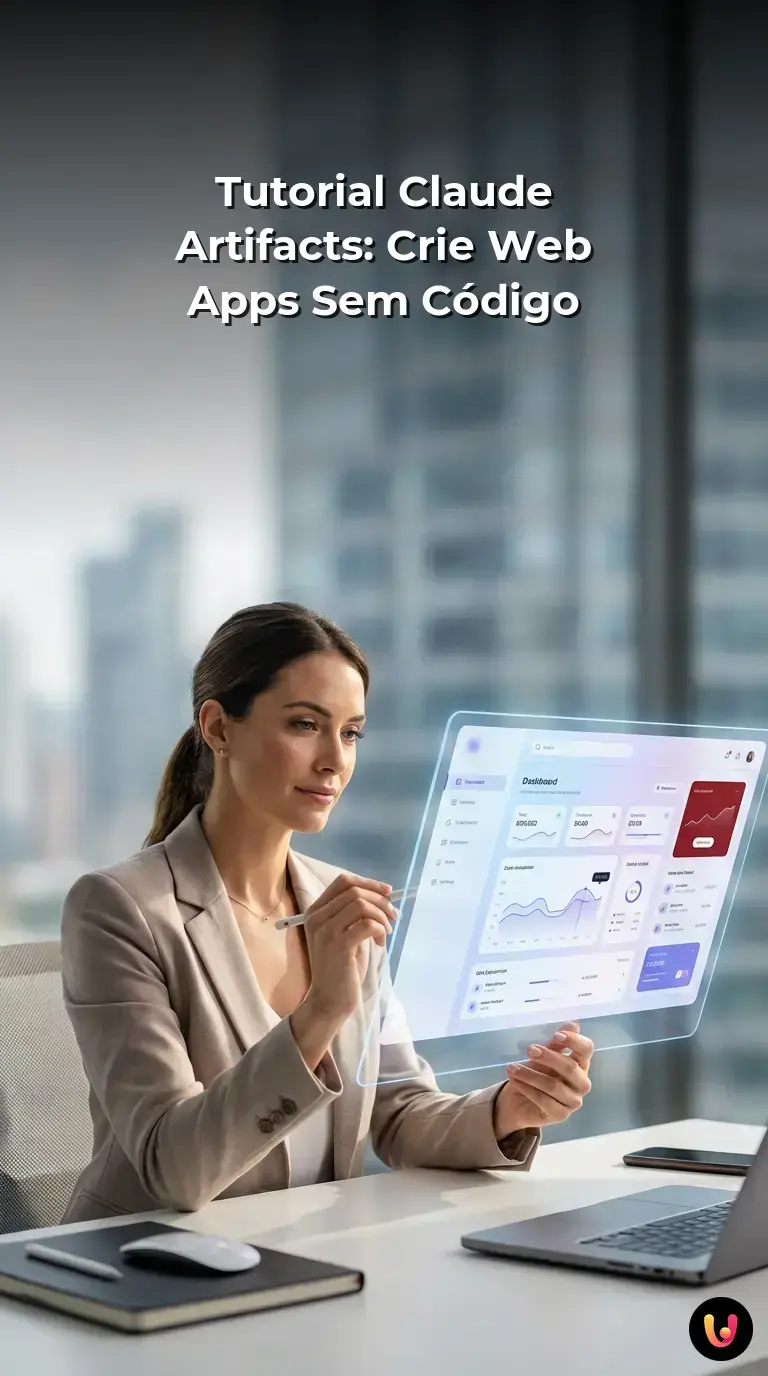 Gr&aacute;fico explicativo sobre a cria&ccedil;&atilde;o de web apps sem c&oacute;digo atrav&eacute;s do Claude Artifacts.