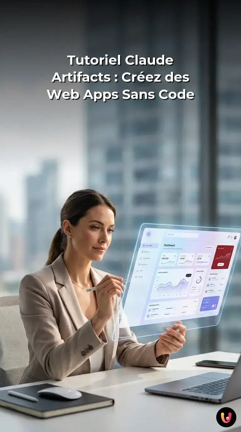 Interface de Claude Artifacts g&eacute;n&eacute;rant une application web sans code en temps r&eacute;el.