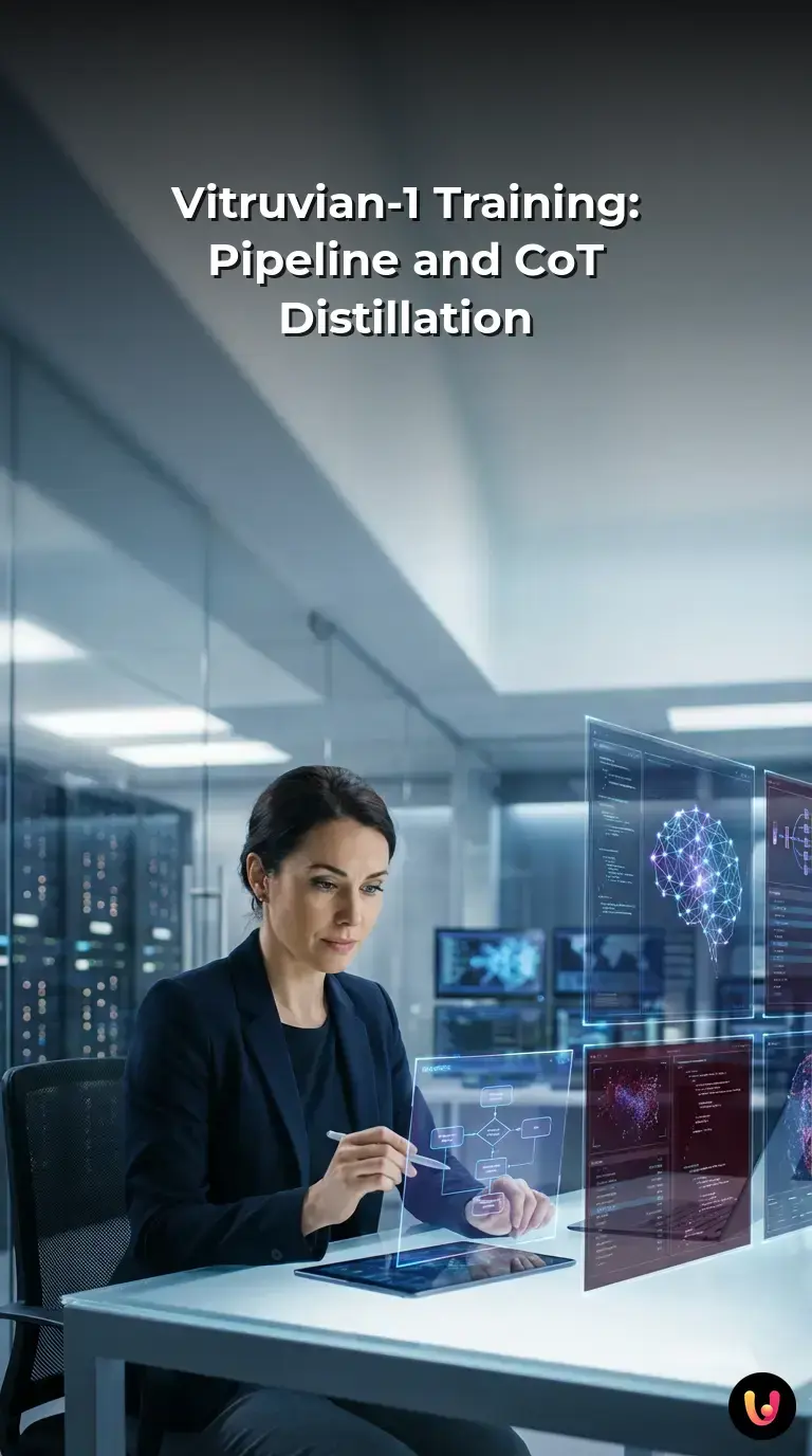 Detailed breakdown of the Vitruvian-1 AI training pipeline and multilingual dataset structure.