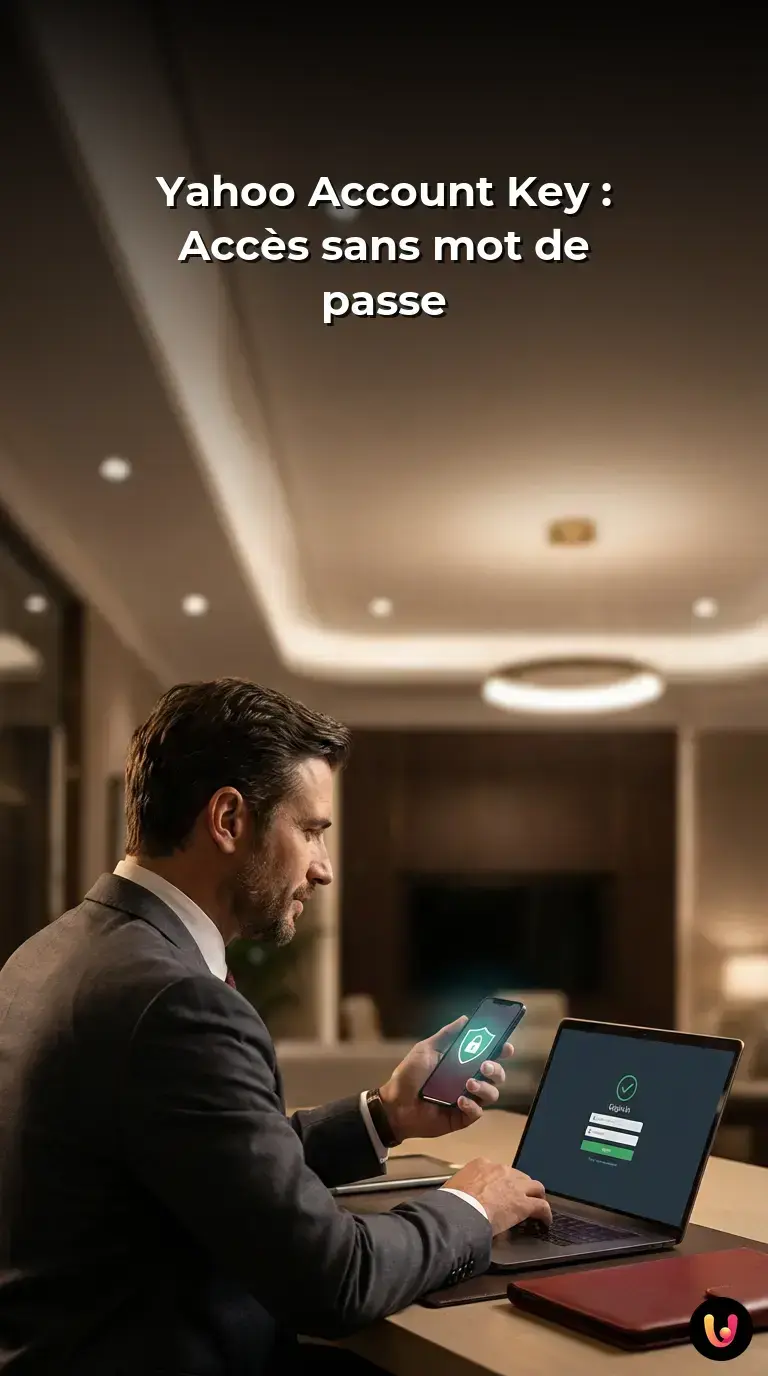 Infographie expliquant le fonctionnement de la connexion sans mot de passe Yahoo Account Key.