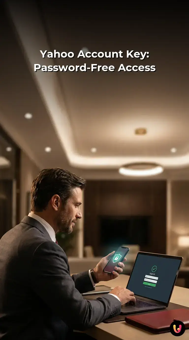 Visual guide explaining the Yahoo Account Key passwordless authentication system.