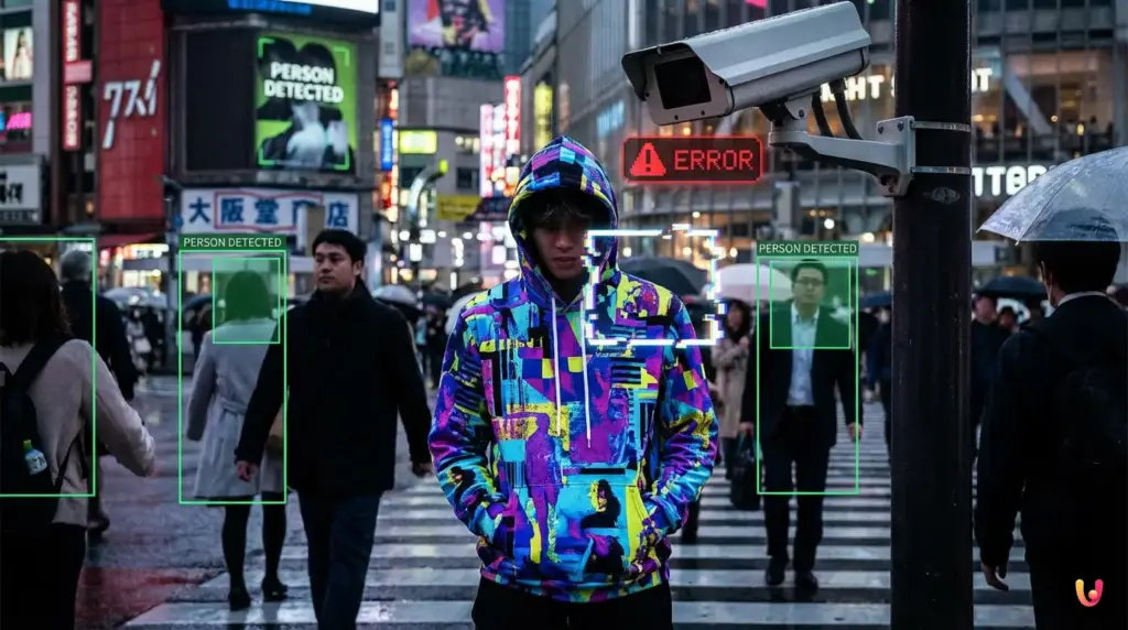 Un hombre con un jersey se escapa del reconocimiento visual de una c&aacute;mara de IA.
